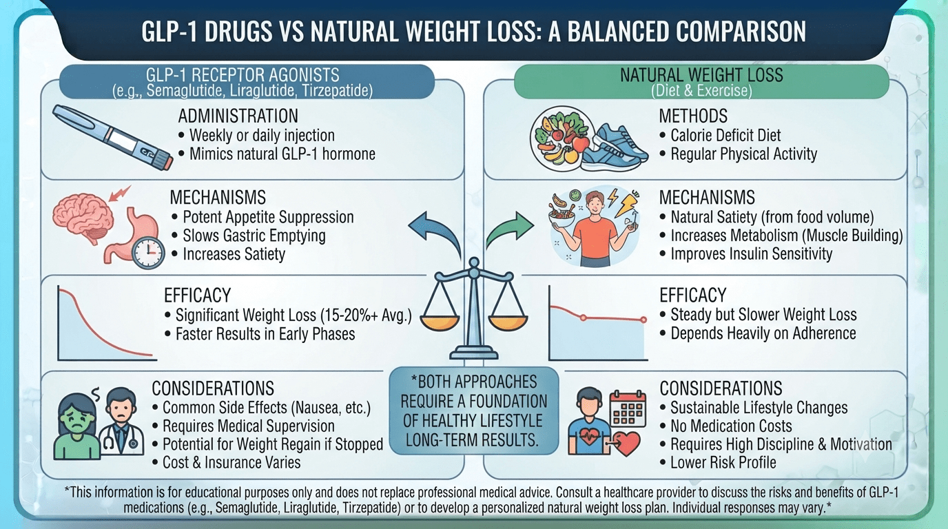 GLP-1 Weight Loss Drugs: Benefits, Side Effects & What You Need to Know in 2026 26 GLP-1 Drugs vs Natural Weight Loss