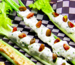 Celery Sticks with Cream Cheese and Almonds